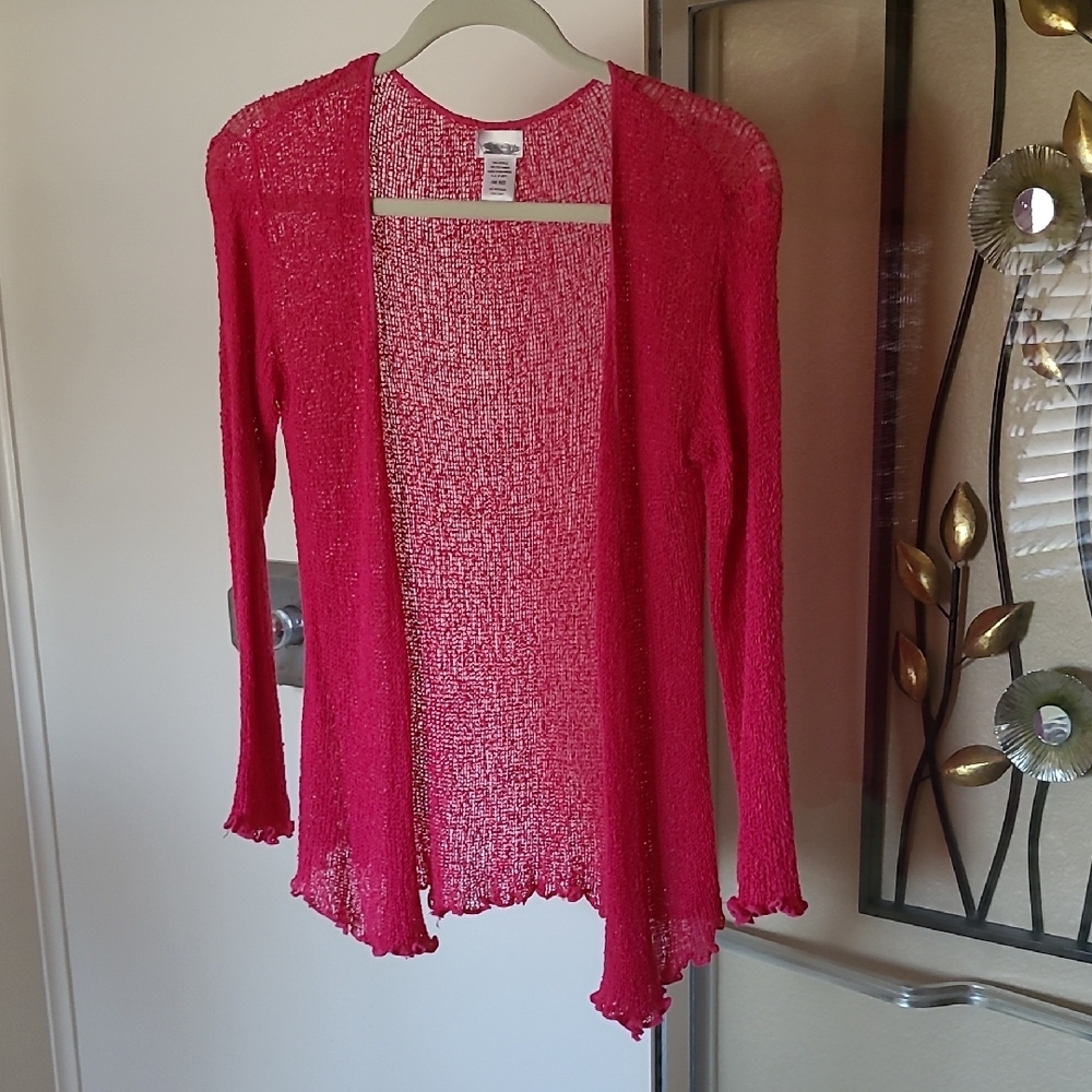 Women's Pink Open-Front Sweater